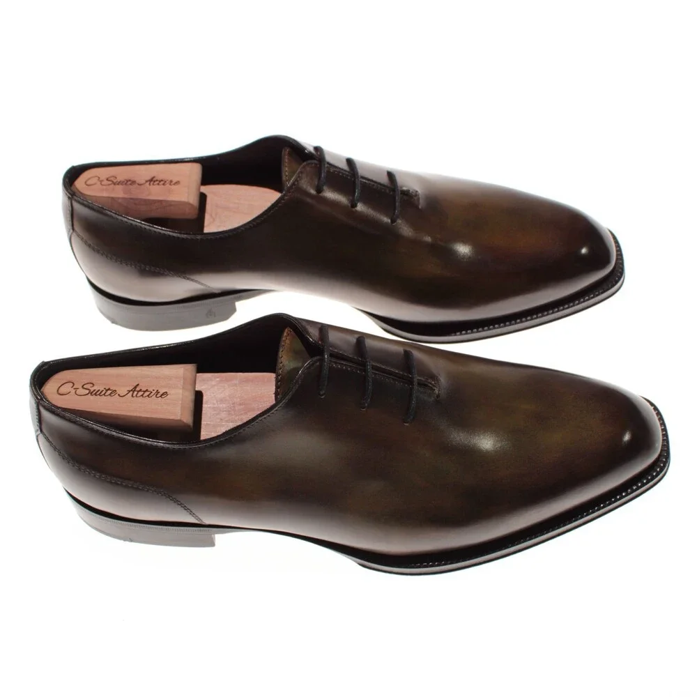 Di Bianco NWB Oxford Dress Shoes Size 41.5 (US 8.5) Green Leather Made in Italy